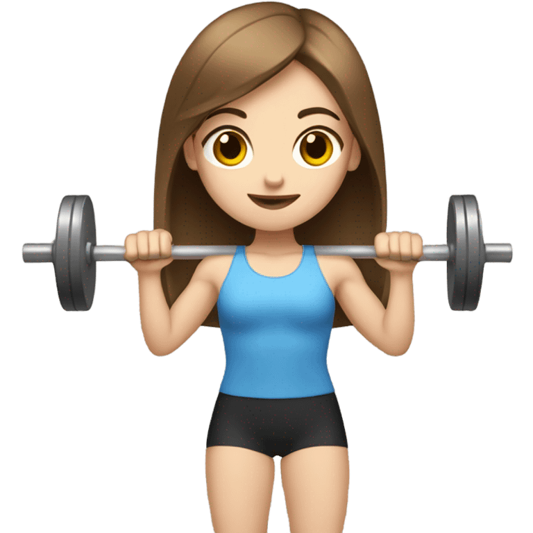 Pale girl with brown hair lifting weights emoji