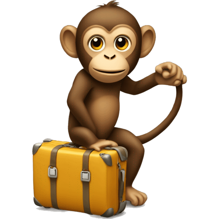 monkey with luggage on wheels emoji