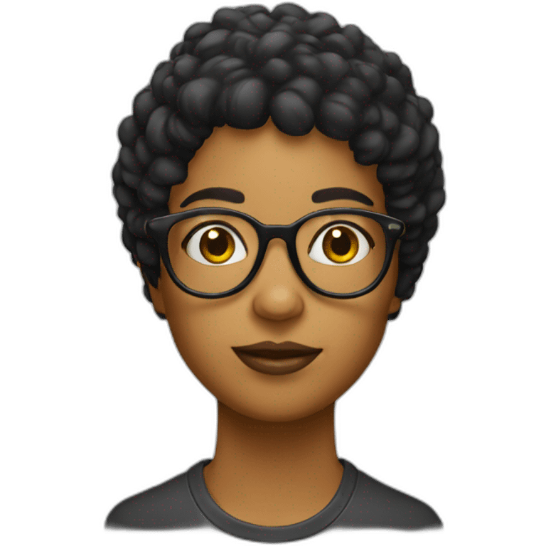 CHICA PELO NEGRO con lentes emoji