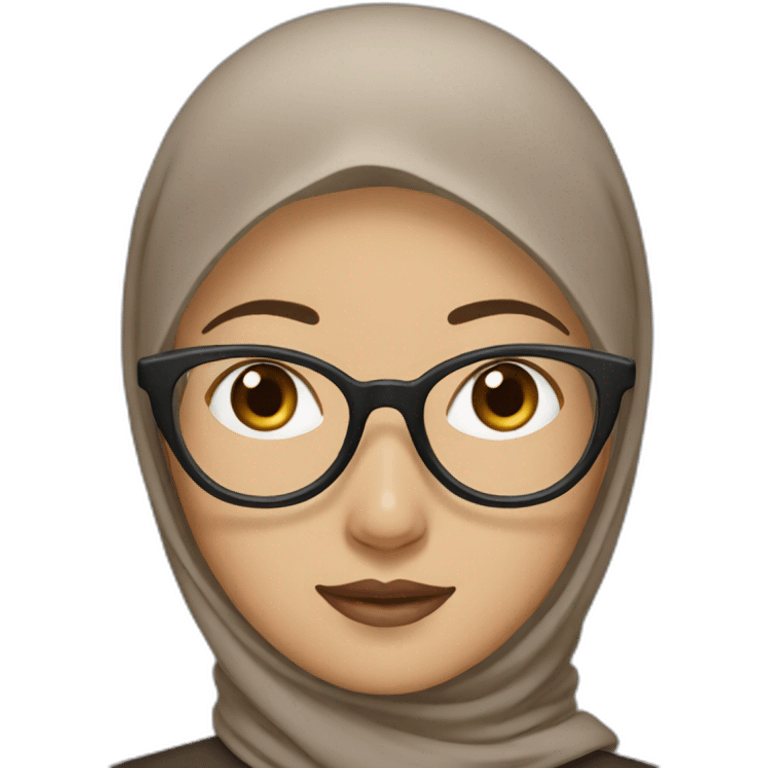 asian woman with mocha hijab and glasses emoji