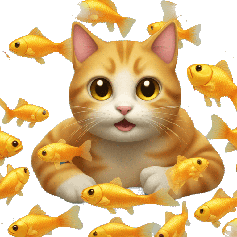 cat eats gold fish emoji