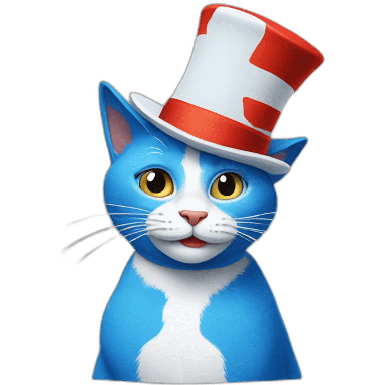 The Cat in the Hat wearing a blue and white cat emoji