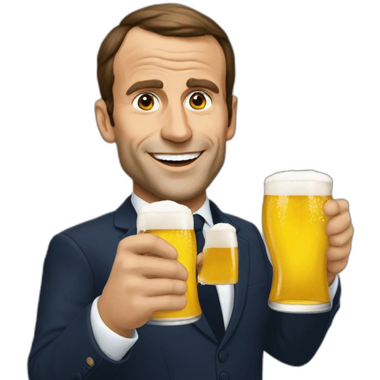 Macron qui boit de la bière emoji