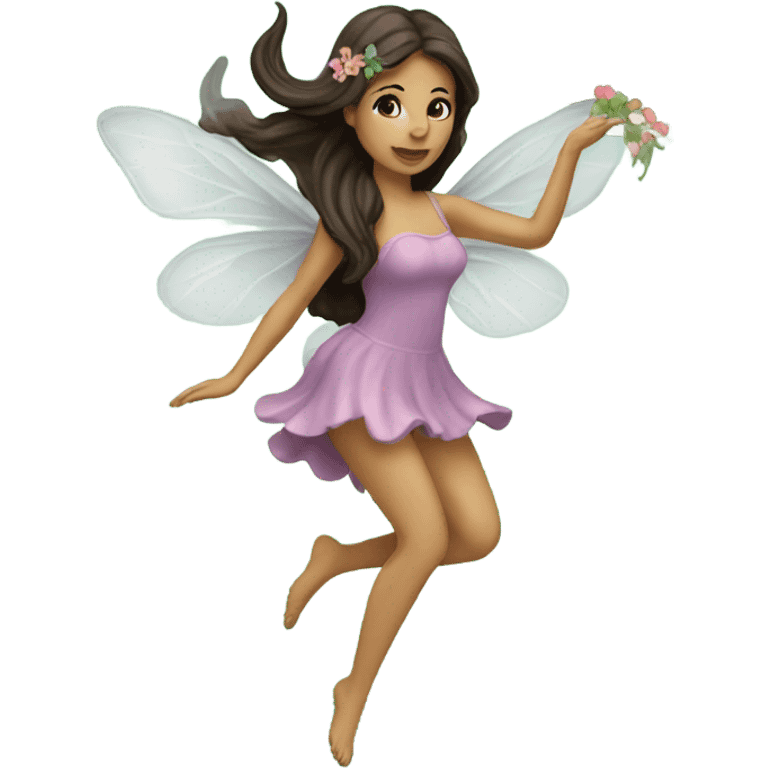 Flying brunette fairy garden emoji