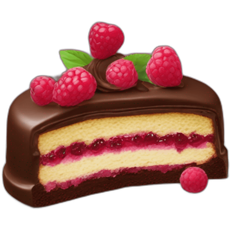 Un gâteau au chocolat et a la framboise emoji