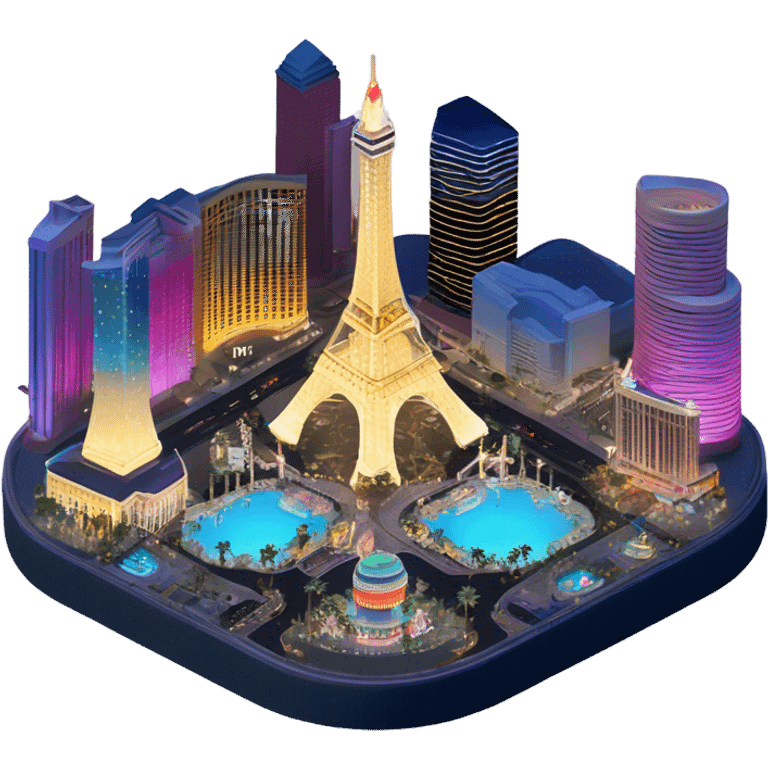 Las Vegas isometric nighttime aerial view emoji