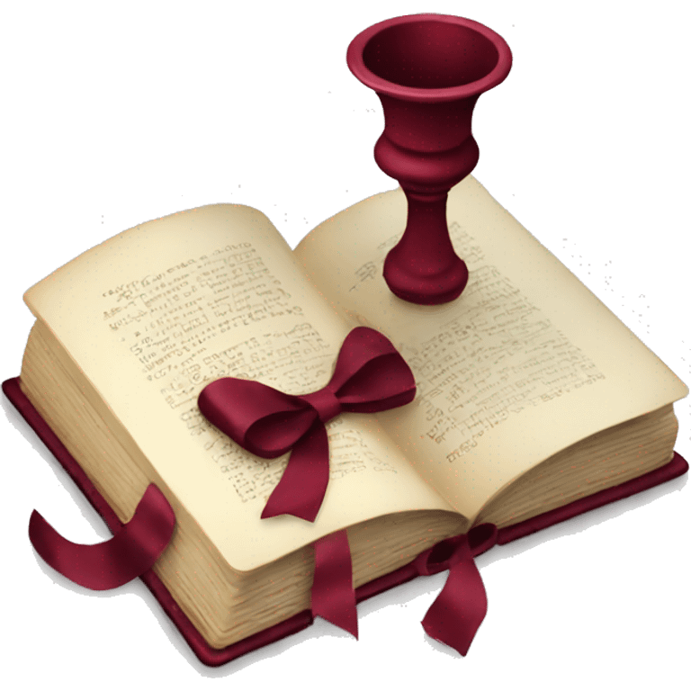 open book and candlestick with burgundy bow emoji