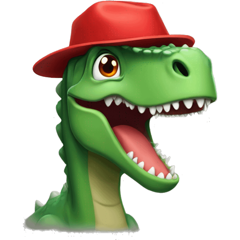 A dinosaur with a red hat crying  emoji