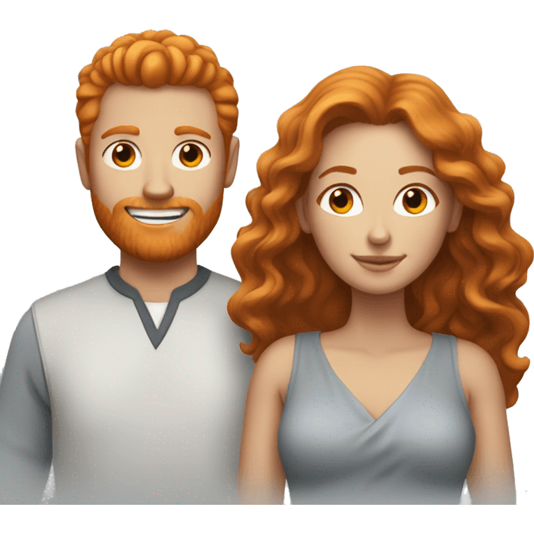 Ginger haired man with dark blonde haired woman emoji