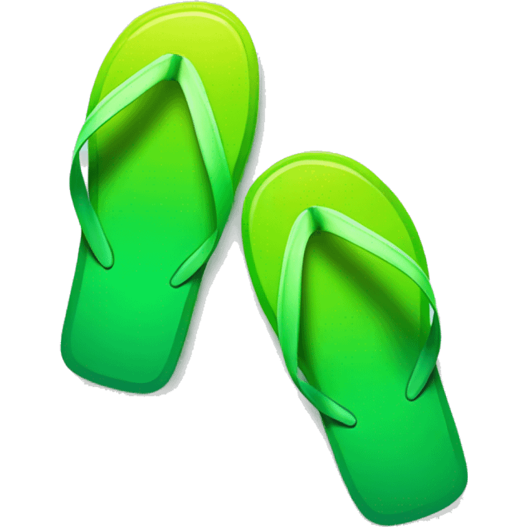 Realistic lime green gradient pair of summer flip flops isolated. emoji