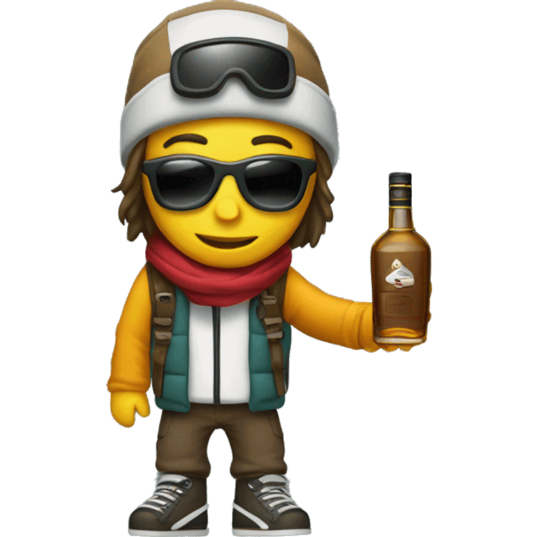 Skii boarder with whiskey bottle emoji