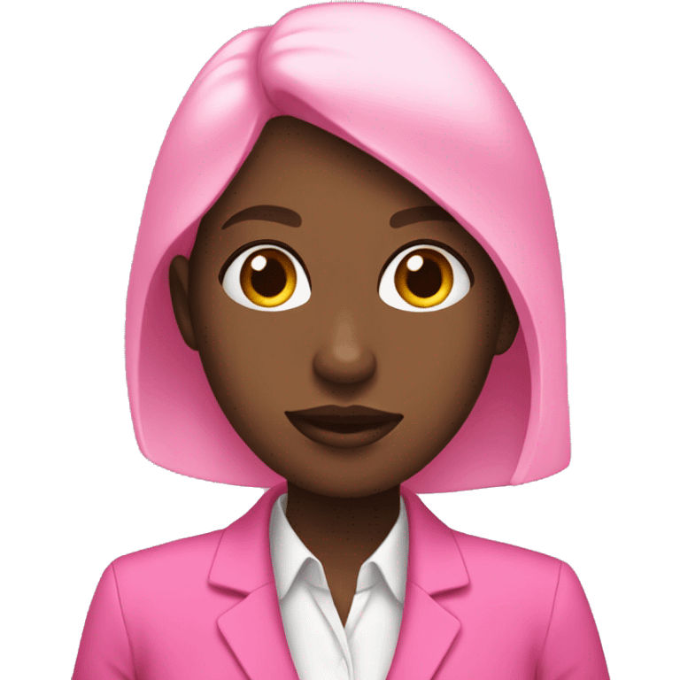 Emoji black girl in pink suit at work emoji