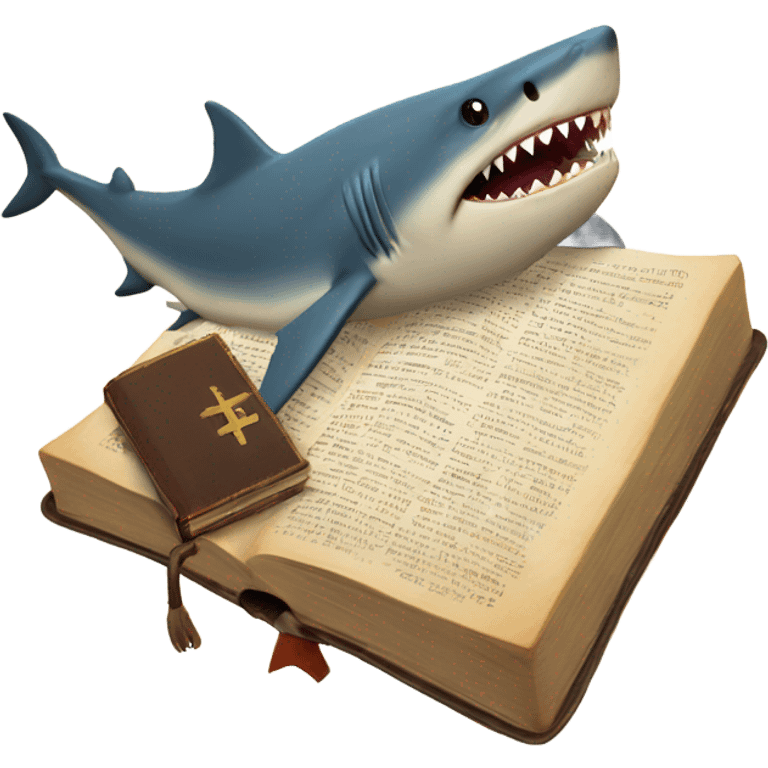 Shark with a bible emoji