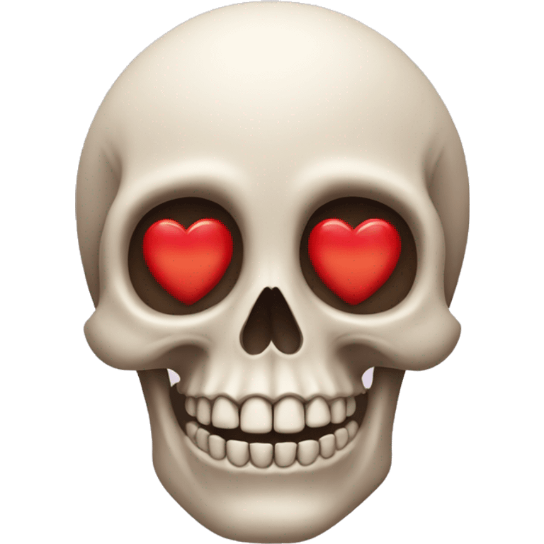 Skull with red loveheart eyes emoji