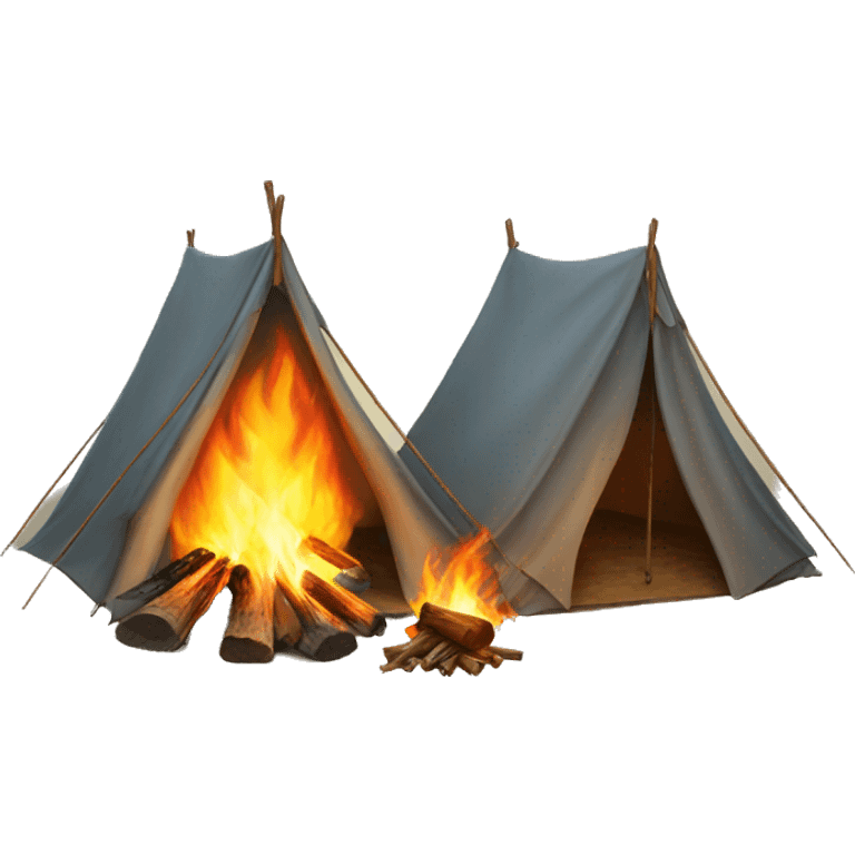 several tents around a fire emoji