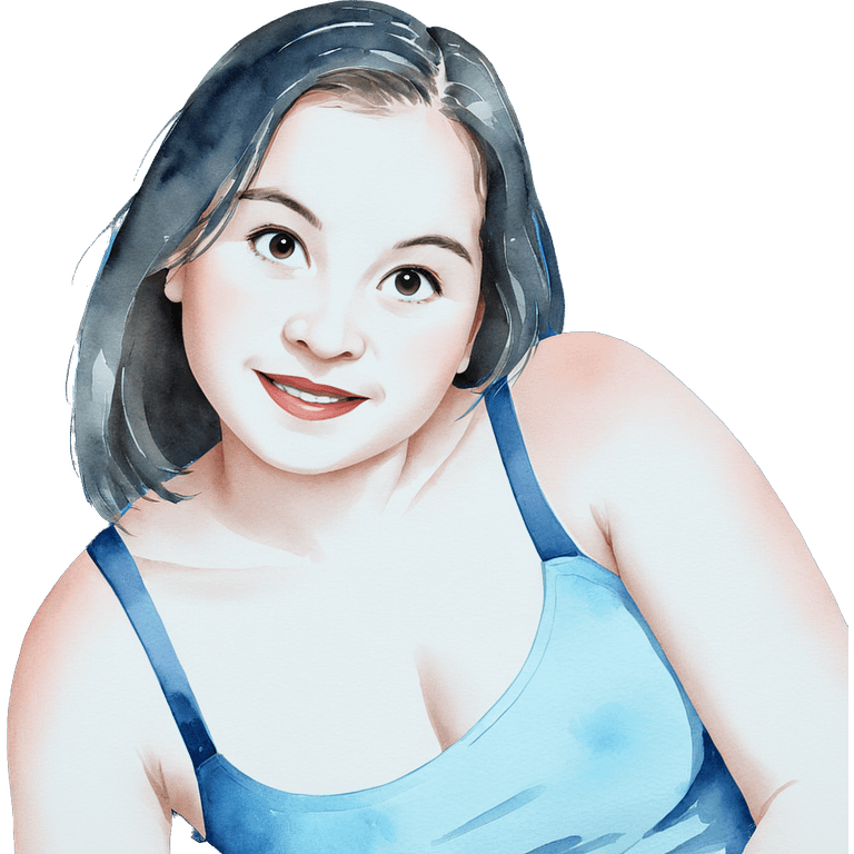 smiling girl in watercolor portrait emoji