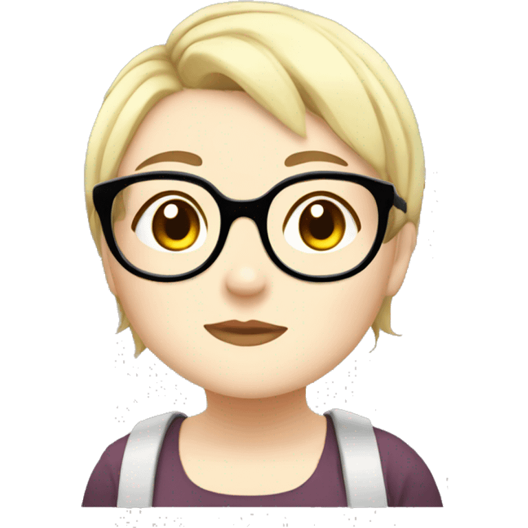 Chubby anime girl with glasses and short blonde hair emoji