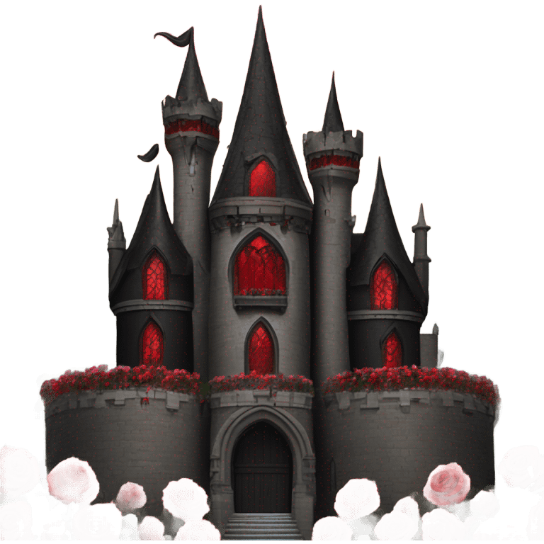 Black and red gothic castle with roses emoji