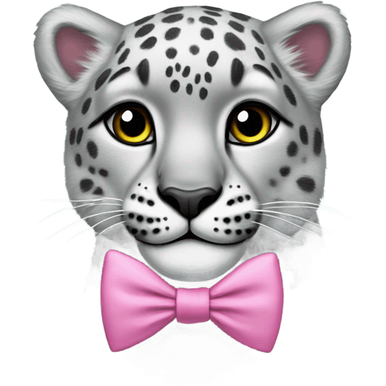 Snow leopard wearing a pink bow tie  emoji