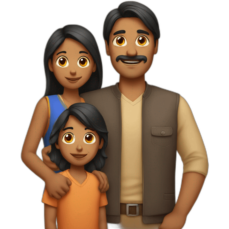 indian family with dad and son straight haired emoji