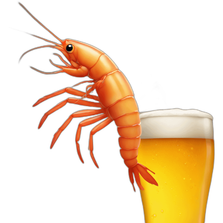 Shrimp jump into beer emoji