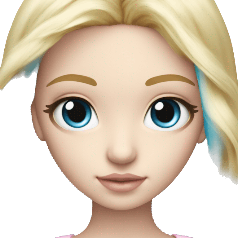 ocean blue doll eyes, blonde hair, feminine, pink, girl, angelic emoji