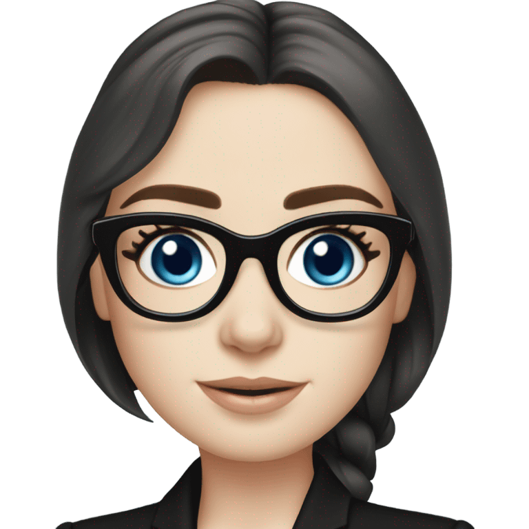 Hyper Realistic photo Lily collins blue eyes wearing glasses in a business meeting black dress emoji