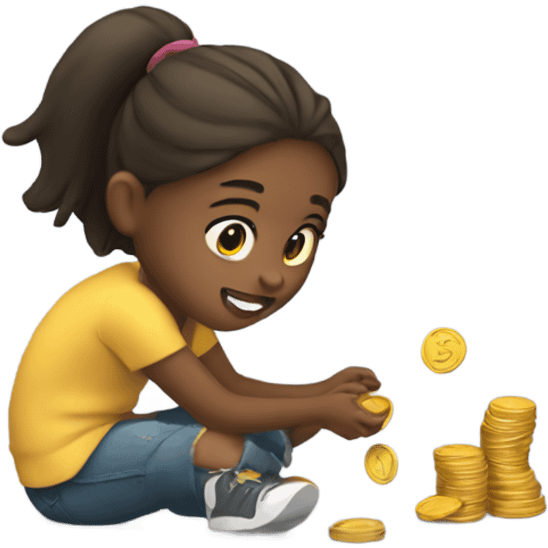 Girl picking up coins off the floor emoji