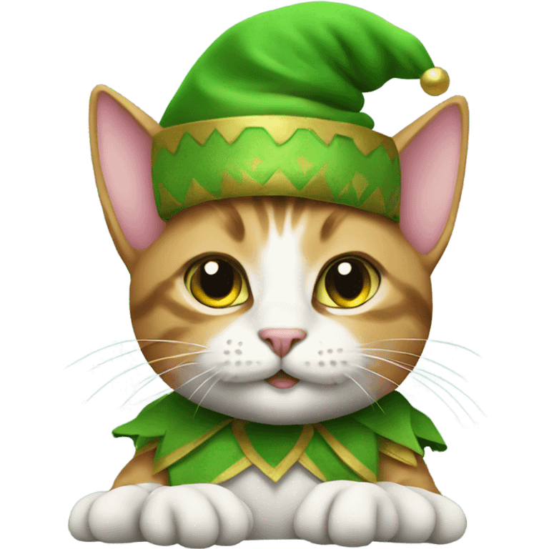 Cat wearing elf costume emoji