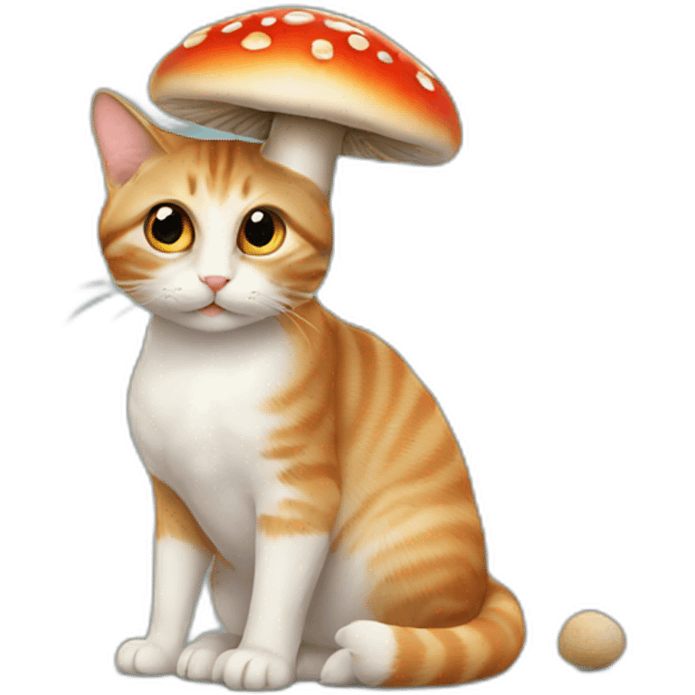 cat with a mushroom on its head emoji