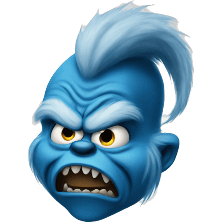 Blue grinch looking evil emoji