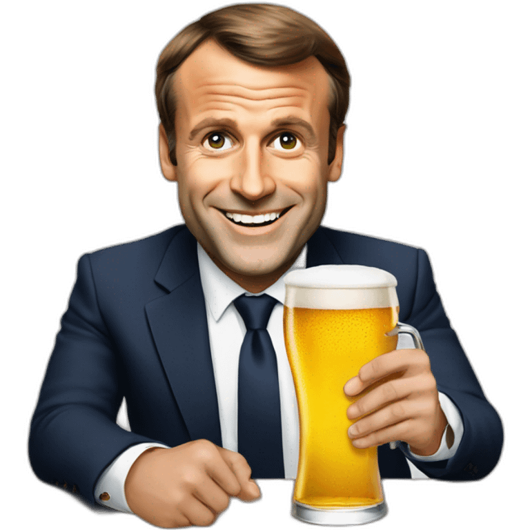 Emanuel macron cheer a beer emoji