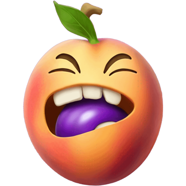 Peach eating eggplant emoji