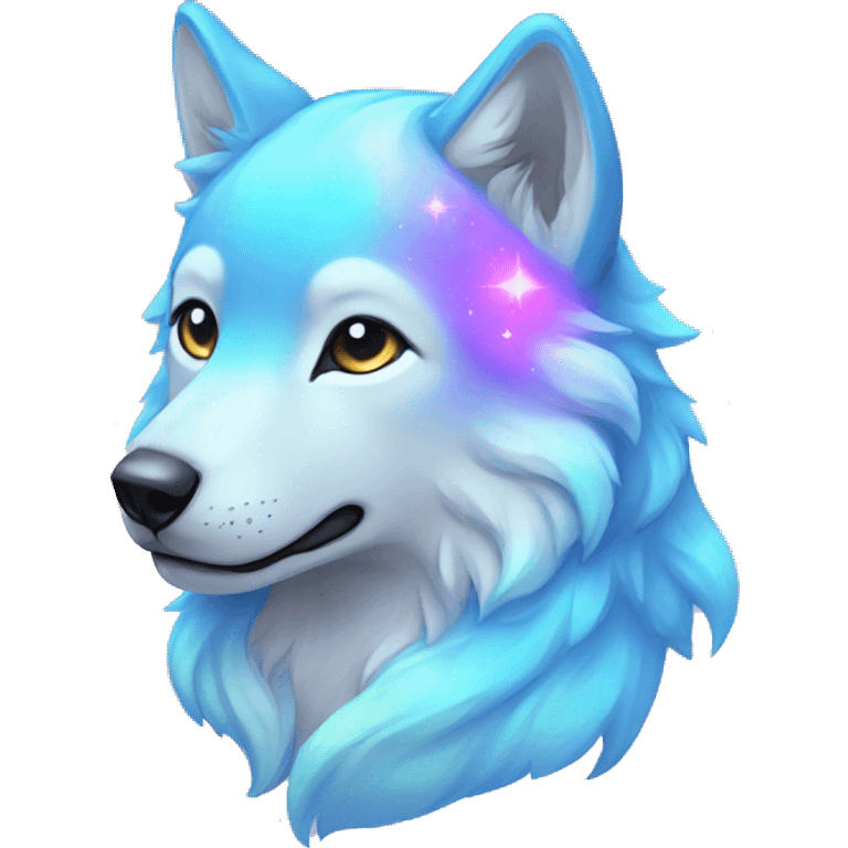 kawaii cute colorful shiny pastel nebula wolf emoji