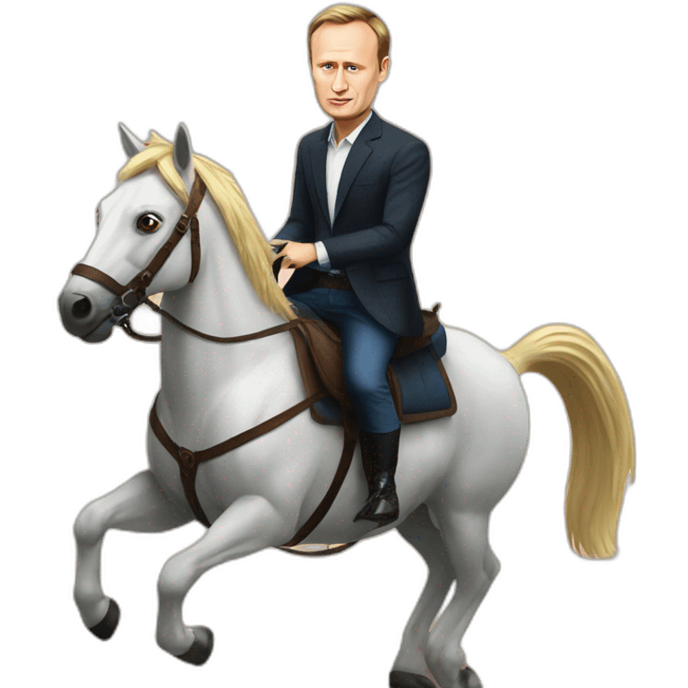 Navalny riding on Putin emoji