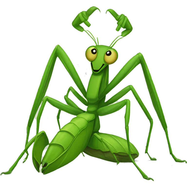 Spider fighting praying mantis emoji