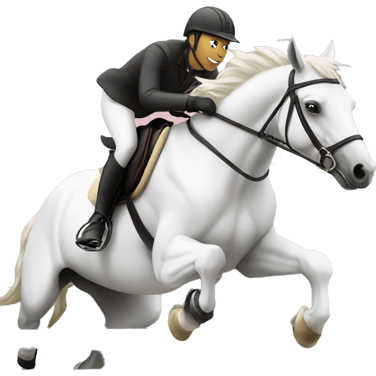 Rider and white horse jumping emoji