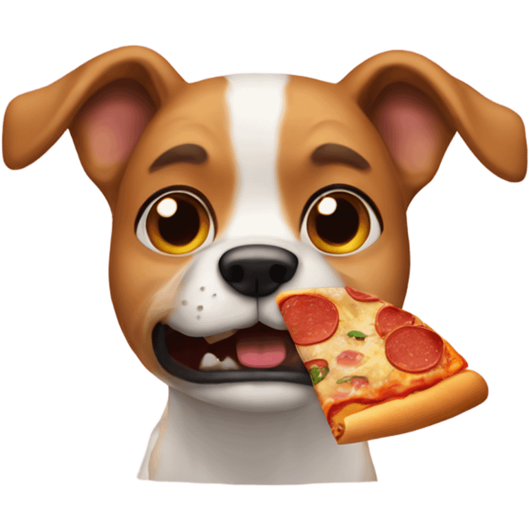 A dog eating pizza emoji