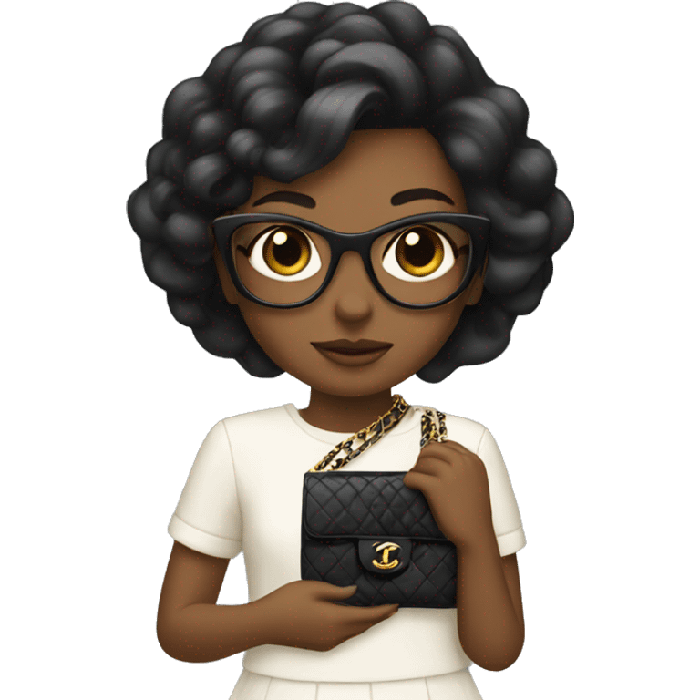 A girl with Chanel bag and a iPhone  emoji