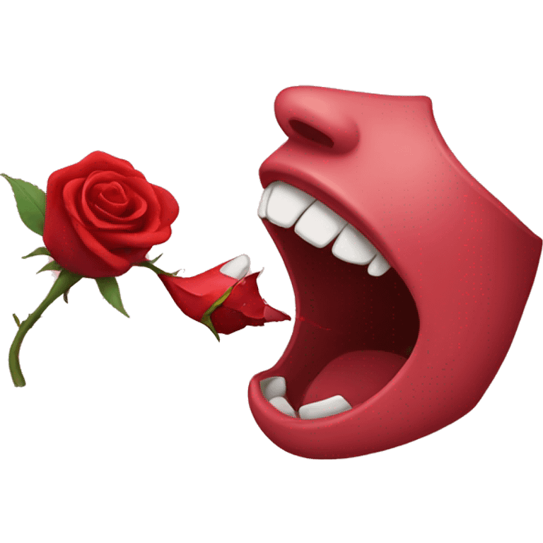 emoji biting a rose, romantic, iphone emoji emoji