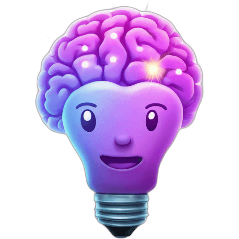 brain inside the light bulb sparkles emoji