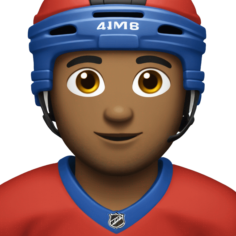 hockey player wearing blue and red jersey emoji