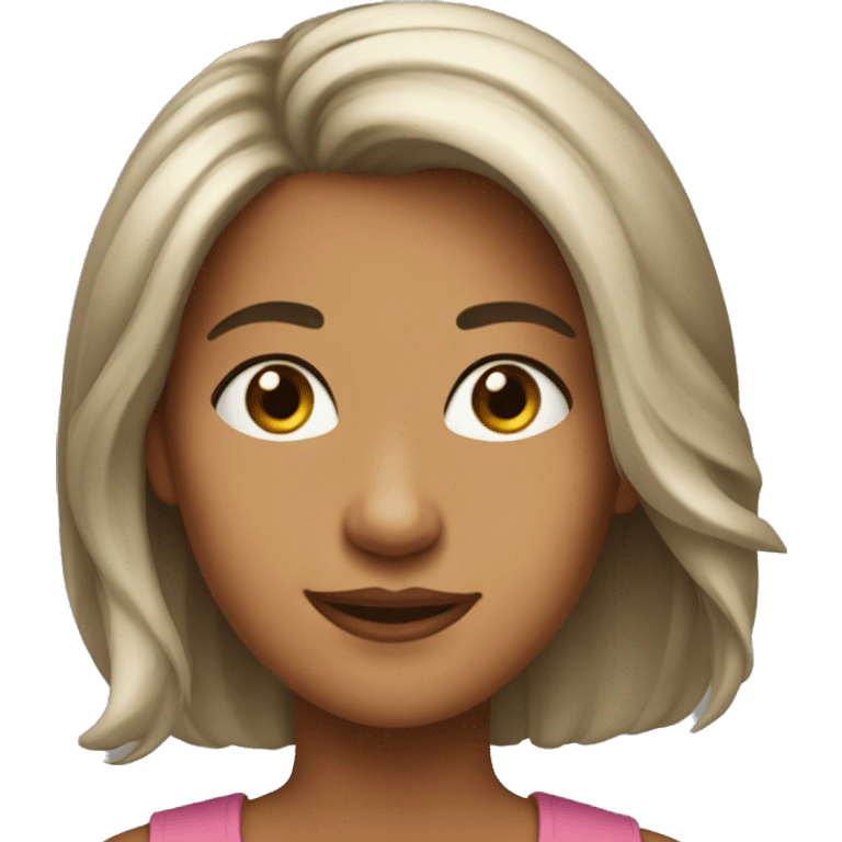 Shourt hair, woman, round eyes, round nose, smile lip, she's name is doah emoji