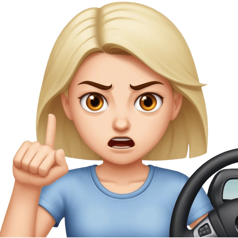 Girl with road rage emoji