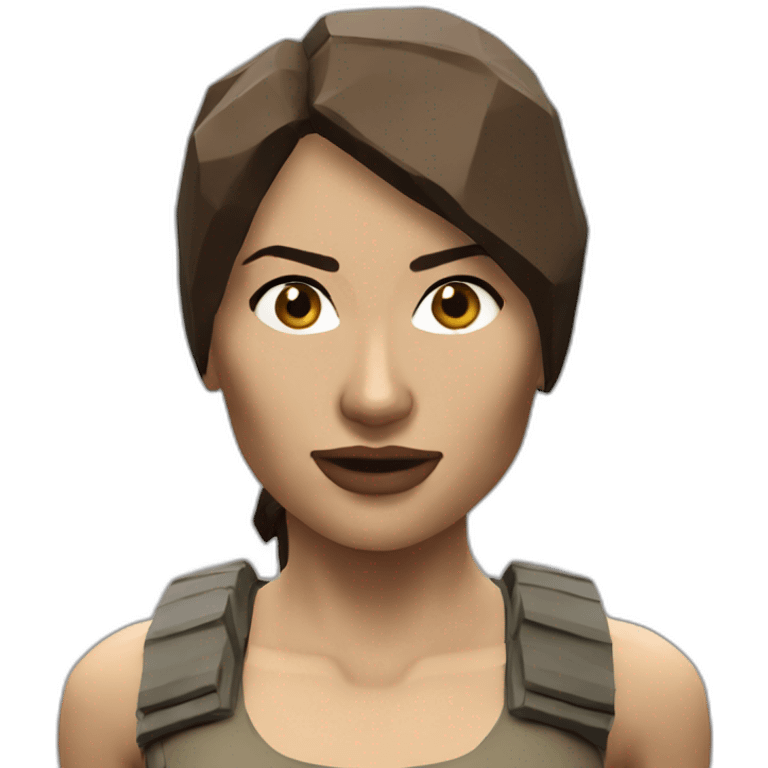 low poly angelina julie as tomb raider, hyper realistic emoji