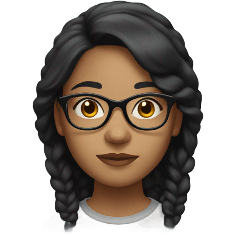 Girl with black medium hair and clear glasses emoji