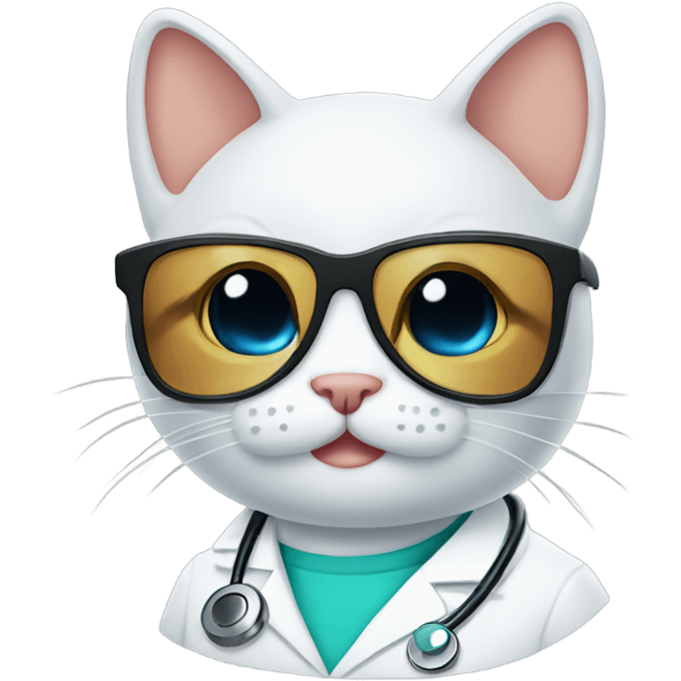 smiling doctor cat wearing black sunglasses emoji