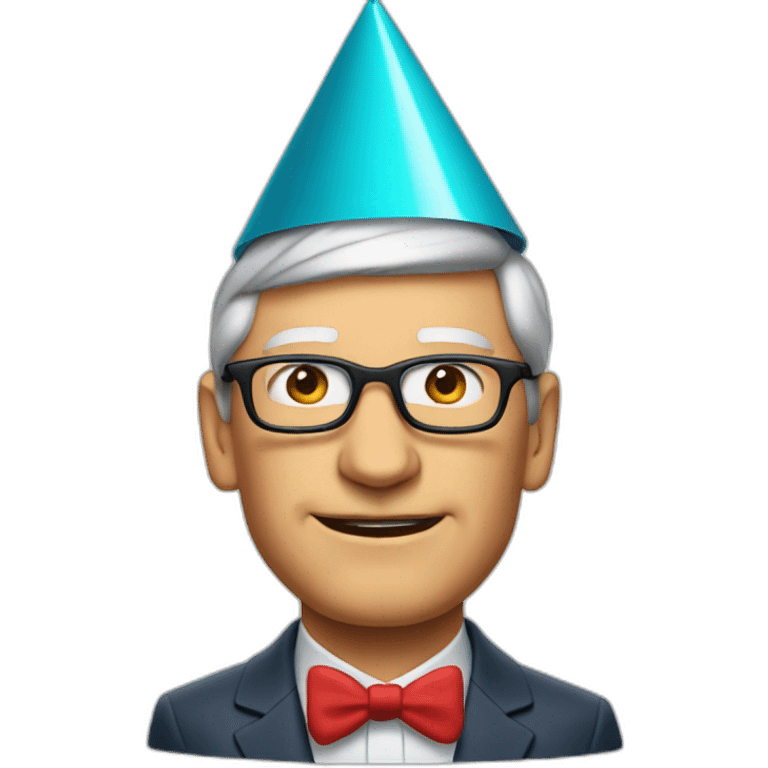 Tim Cook with party hat emoji