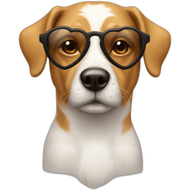 Un chien avec des lunettes de soleil en forme de cœur  emoji