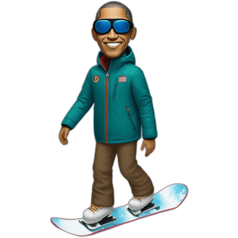 fullbody barack obama wearing Gucci snowboarding goggles emoji